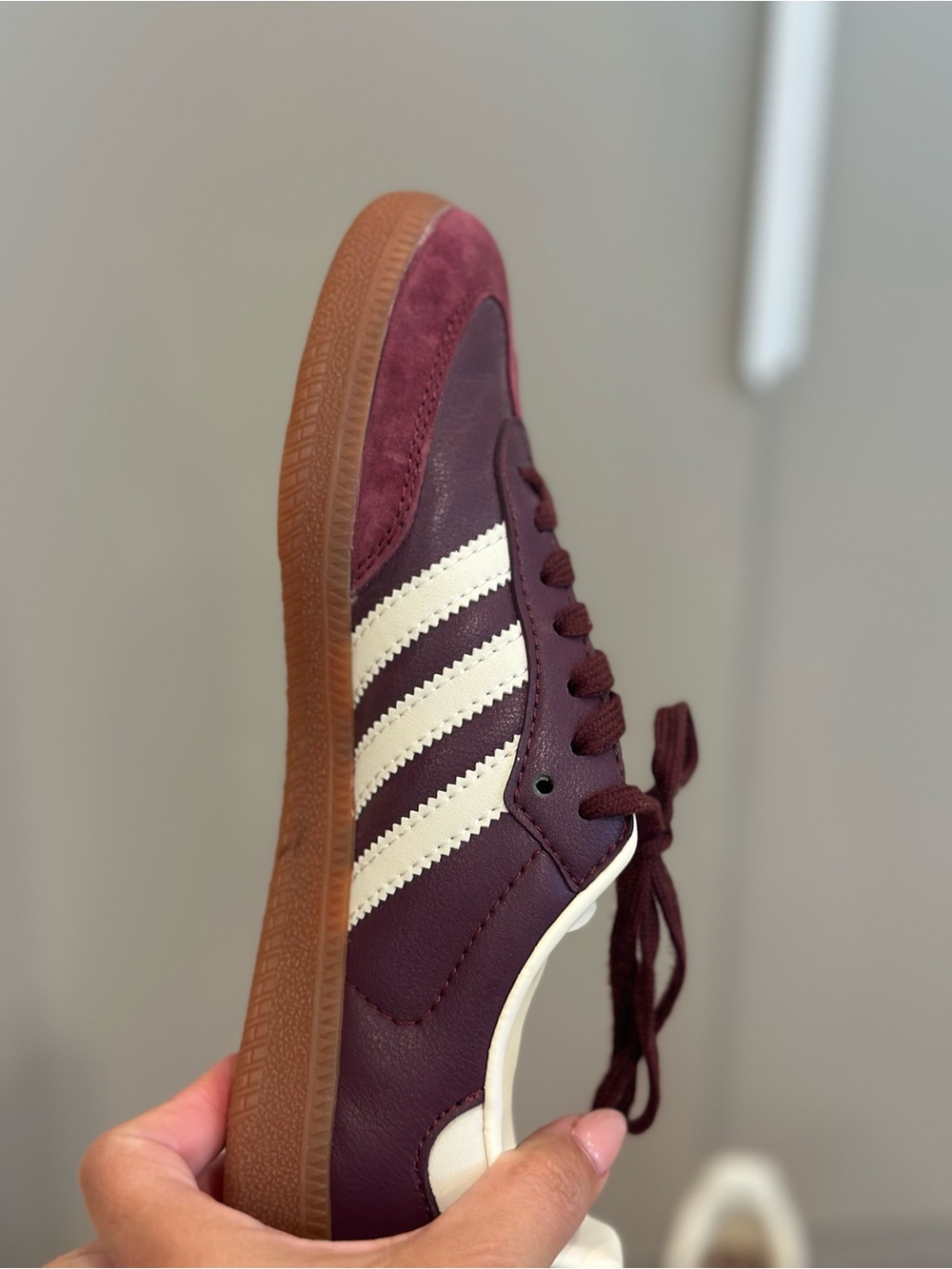 adidas Women's Maroon and White Classic Samba Sneakers - Picture 4 of 12